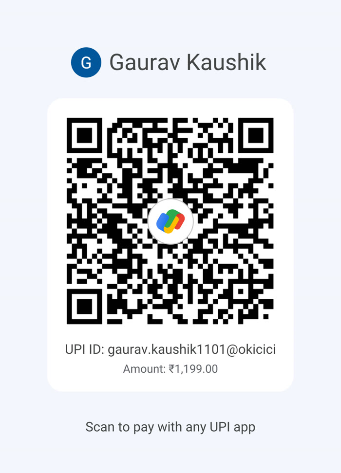 UPI QR code to pay ₹1,199 to gaurav.kaushik1101@okicici for the Ek Aur founding reserve